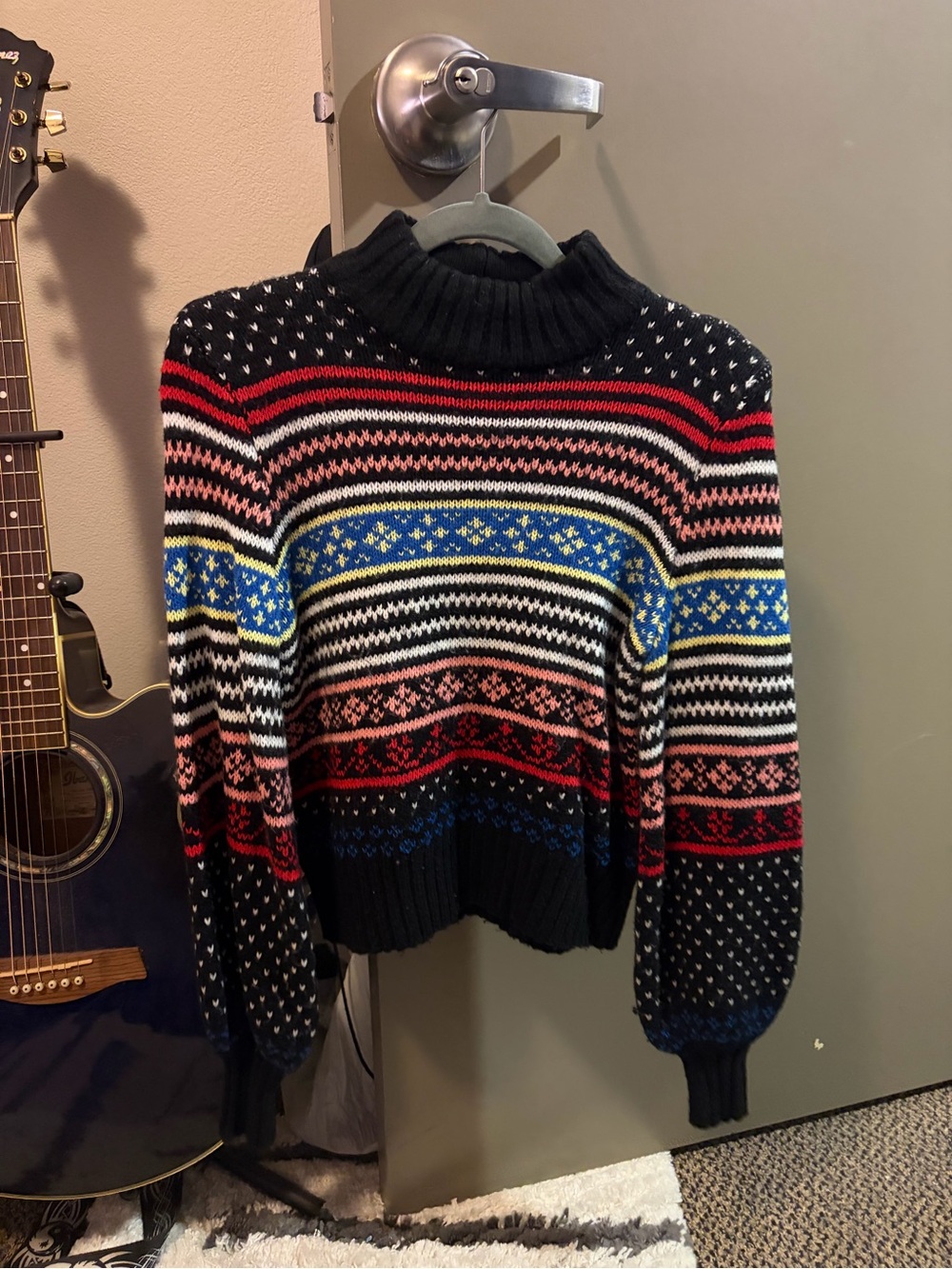 American eagle fair isle mock neck sweater XS